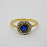 Victorian 18ct Yellow Gold, 0.5ct Sapphire & Diamond Engagement Ring Antique