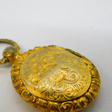 Victorian 18ct Gold Back & Front Floral Mourning Locket Pendant Antique c1890