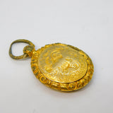 Victorian 18ct Gold Back & Front Floral Mourning Locket Pendant Antique c1890