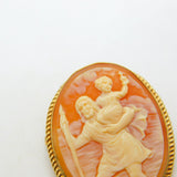9ct Gold Carved Shell Cameo St Christopher Brooch Vintage 1965 Birmingham