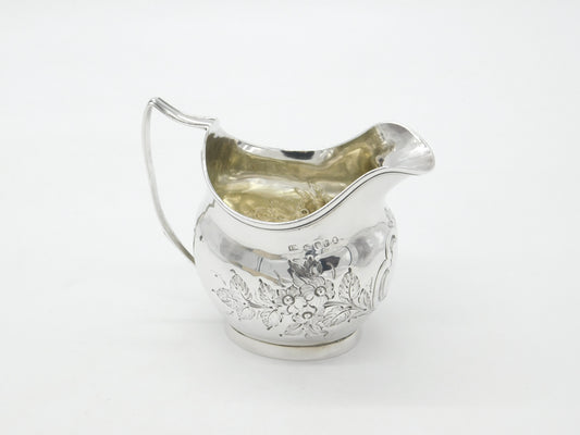 Georgian Sterling Silver Floral Pattern Cream Jug 1790 London John Muns Antique