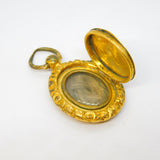 Victorian 18ct Gold Back & Front Floral Mourning Locket Pendant Antique c1890