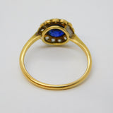 Victorian 18ct Yellow Gold, 0.5ct Sapphire & Diamond Engagement Ring Antique