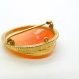 9ct Gold Carved Shell Cameo St Christopher Brooch Vintage 1965 Birmingham