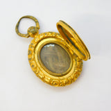 Victorian 18ct Gold Back & Front Floral Mourning Locket Pendant Antique c1890