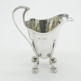 Edwardian Sterling Silver Fluted Cream Jug on Ball Feet Antique 1910 Birmingham