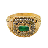 Georgian 18ct Gold, Rough Emerald Mourning Ring 'Thomas Walker, 1835' Antique