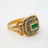 Georgian 18ct Gold, Rough Emerald Mourning Ring 'Thomas Walker, 1835' Antique