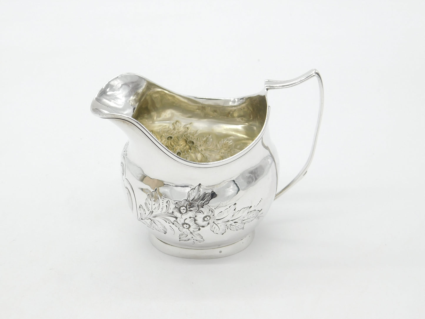 Georgian Sterling Silver Floral Pattern Cream Jug 1790 London John Muns Antique