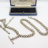 Victorian Sterling Silver Floral Collar Watch Chain with Fobs Antique c1860