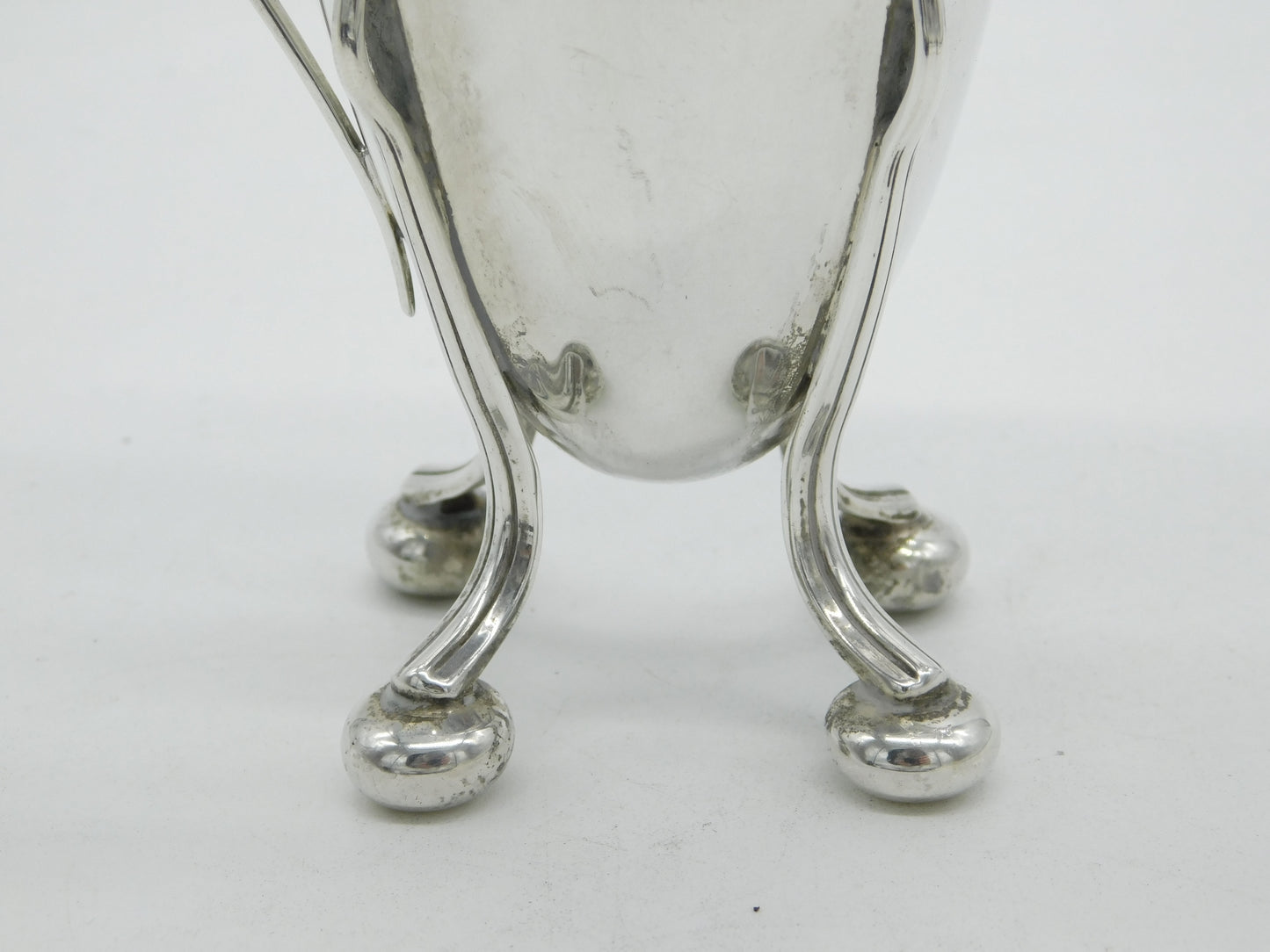 Edwardian Sterling Silver Fluted Cream Jug on Ball Feet Antique 1910 Birmingham