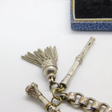 Victorian Sterling Silver Floral Collar Watch Chain with Fobs Antique c1860