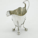 Edwardian Sterling Silver Fluted Cream Jug on Ball Feet Antique 1910 Birmingham
