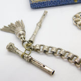 Victorian Sterling Silver Floral Collar Watch Chain with Fobs Antique c1860