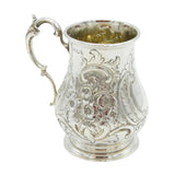 Victorian Scottish Sterling Silver Floral Christening Mug Tankard Antique 1859 Edinburgh
