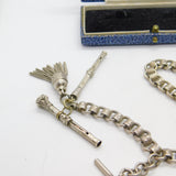Victorian Sterling Silver Floral Collar Watch Chain with Fobs Antique c1860