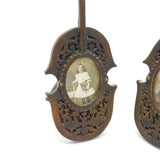 Victorian Pair of Carved Stained Oak Violin Form Picture Frames Antique c1880