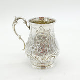 Victorian Scottish Sterling Silver Floral Christening Mug Tankard Antique 1859 Edinburgh