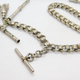Victorian Sterling Silver Floral Collar Watch Chain with Fobs Antique c1860