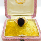 9ct Yellow Gold & Onyx Set Gents Signet Ring Vintage 1965 London