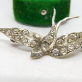 19th Century .800 Silver & Paste Set Swallow Sweetheart Brooch Antique c1890