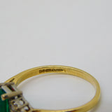 18ct Yellow Gold, 0.5ct Emerald & Diamond Engagement Ring Vintage London