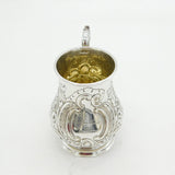 Victorian Scottish Sterling Silver Floral Christening Mug Tankard Antique 1859 Edinburgh