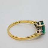 18ct Yellow Gold, 0.5ct Emerald & Diamond Engagement Ring Vintage London