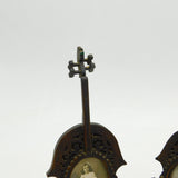 Victorian Pair of Carved Stained Oak Violin Form Picture Frames Antique c1880