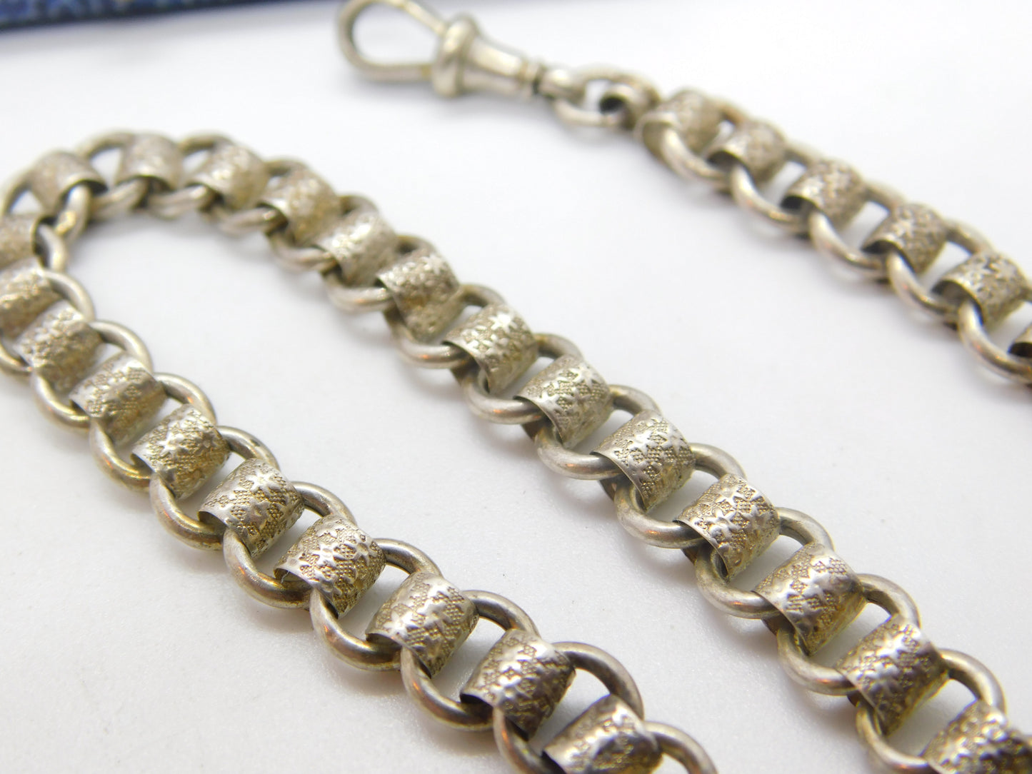 Victorian Sterling Silver Floral Collar Watch Chain with Fobs Antique c1860