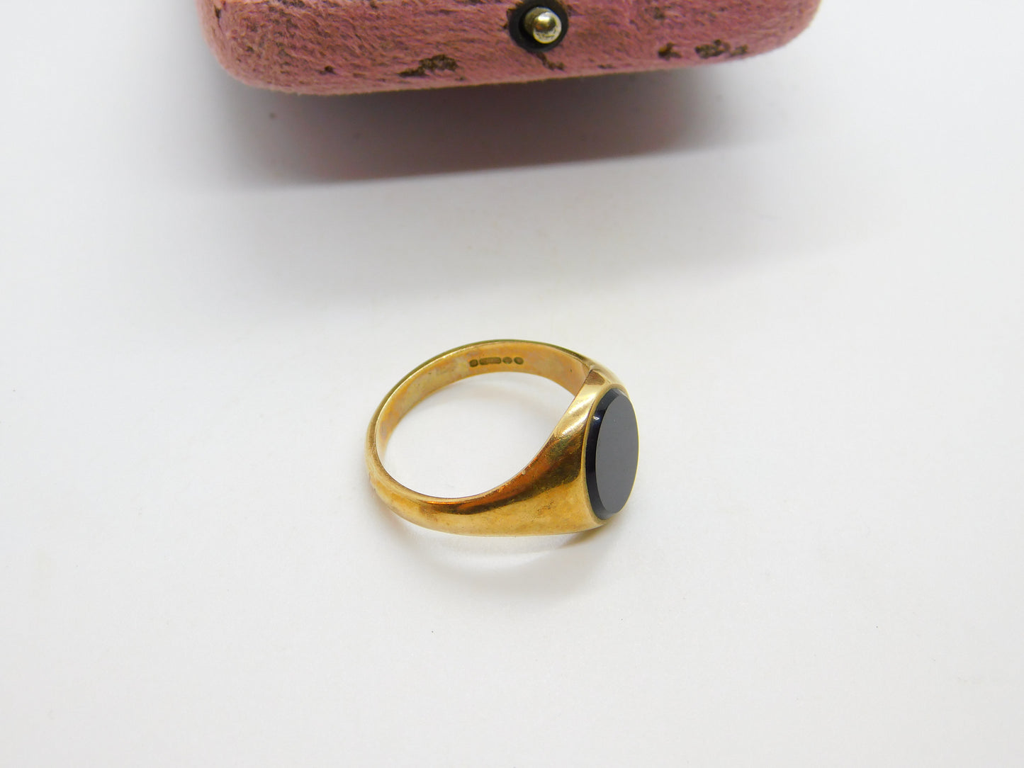 9ct Yellow Gold & Onyx Set Gents Signet Ring Vintage 1965 London