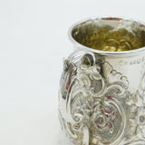 Victorian Scottish Sterling Silver Floral Christening Mug Tankard Antique 1859 Edinburgh