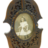 Victorian Pair of Carved Stained Oak Violin Form Picture Frames Antique c1880