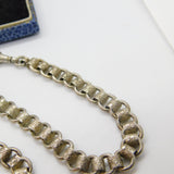 Victorian Sterling Silver Floral Collar Watch Chain with Fobs Antique c1860