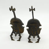 Victorian Pair of Carved Stained Oak Violin Form Picture Frames Antique c1880