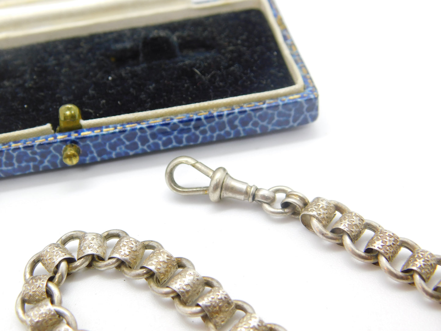 Victorian Sterling Silver Floral Collar Watch Chain with Fobs Antique c1860