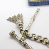 Victorian Sterling Silver Floral Collar Watch Chain with Fobs Antique c1860