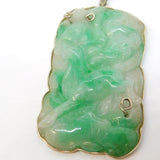 Chinese Sterling Silver Mounted Large Carved Green Jade Deer Pendant Antique c1920