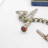 Victorian Sterling Silver Floral Collar Watch Chain with Fobs Antique c1860