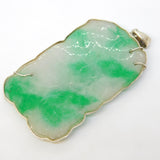 Chinese Sterling Silver Mounted Large Carved Green Jade Deer Pendant Antique c1920