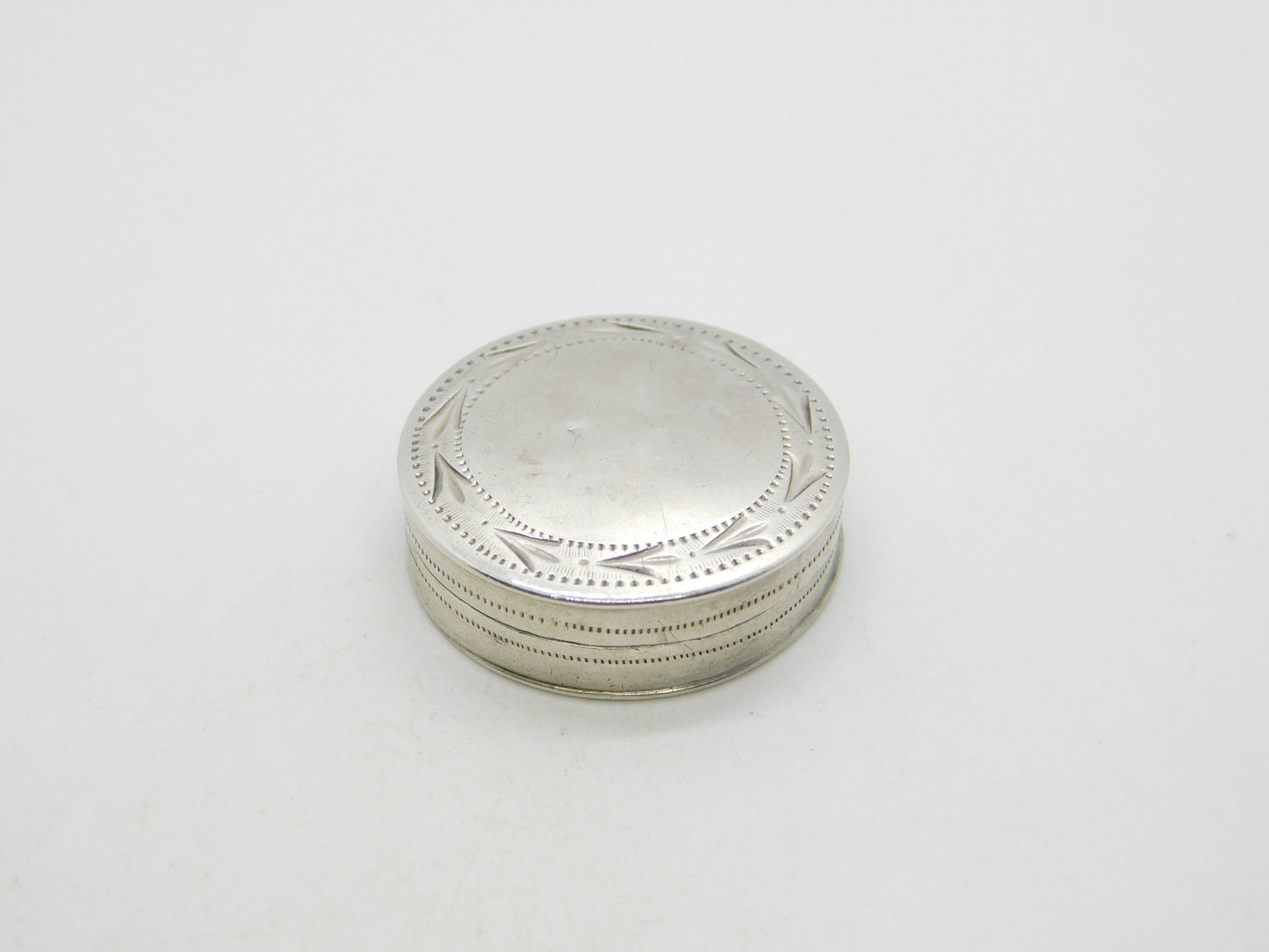 George III Sterling Silver Circular Patch Box Antique 1800 Birmingham