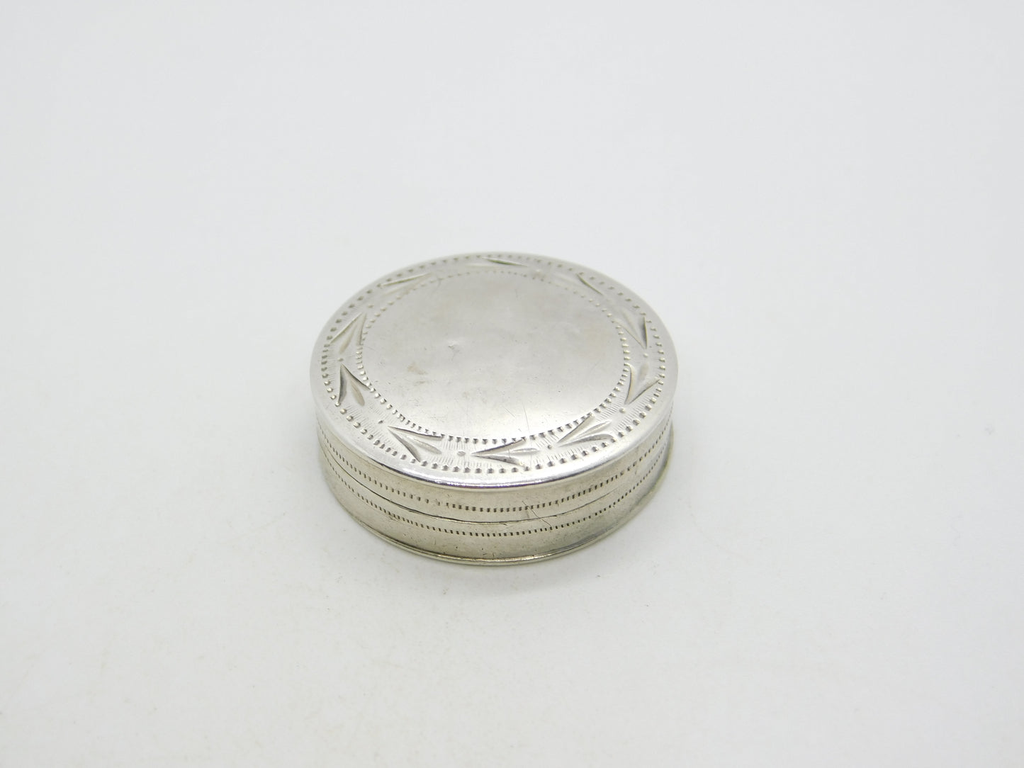 George III Sterling Silver Circular Patch Box Antique 1800 Birmingham
