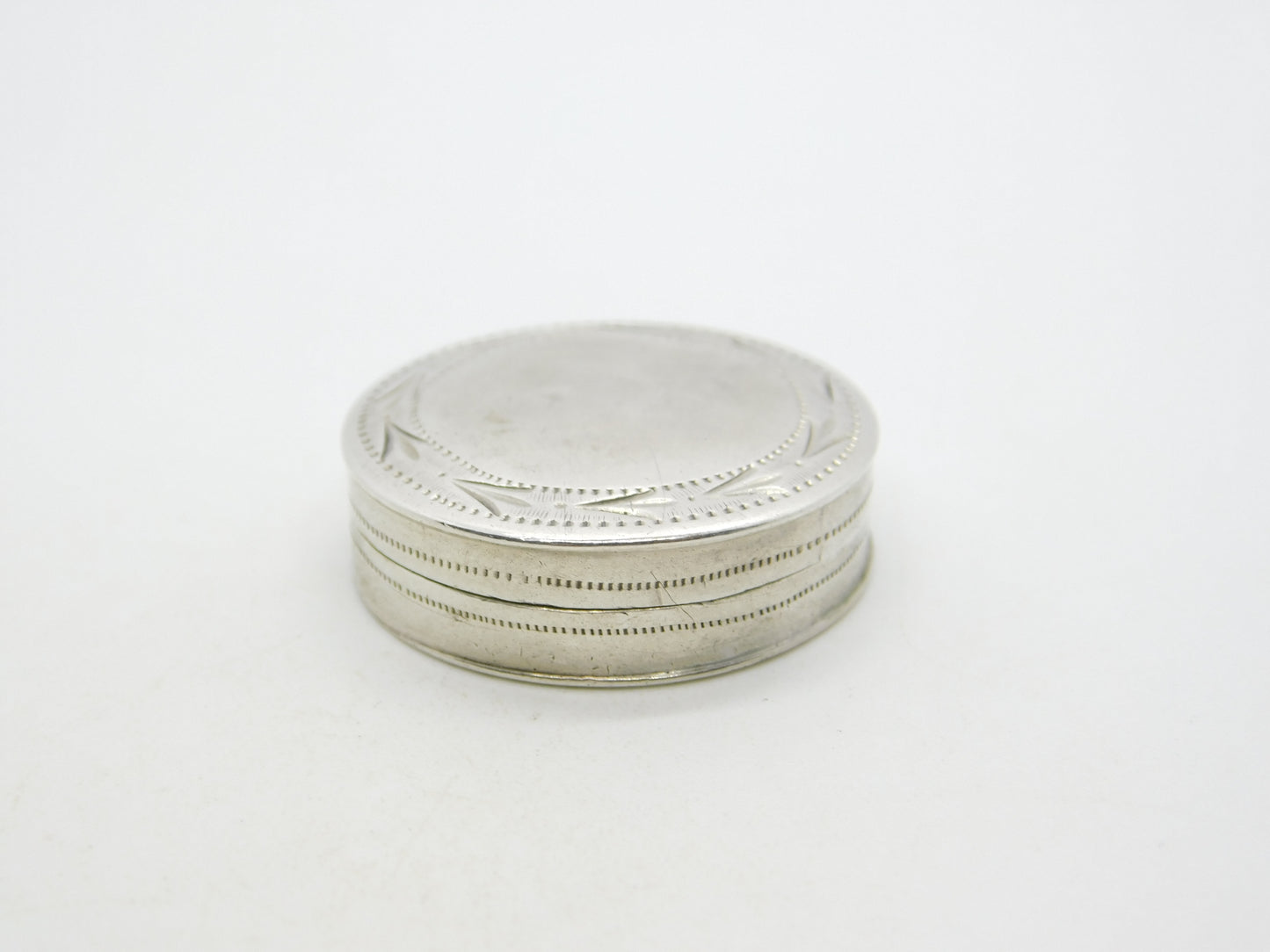 George III Sterling Silver Circular Patch Box Antique 1800 Birmingham
