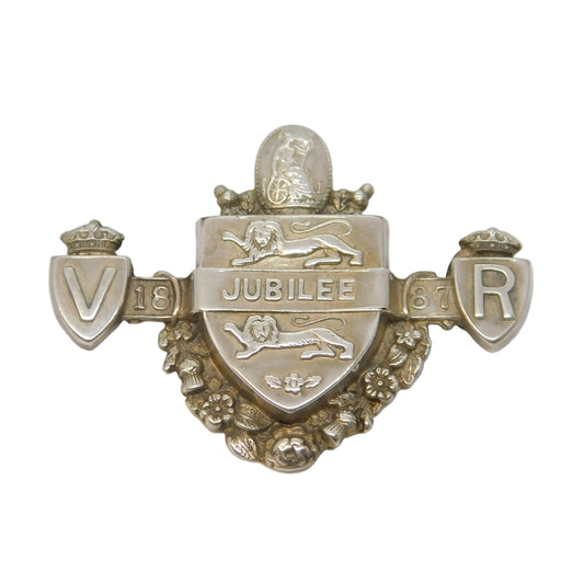 Victorian Sterling Silver Golden Jubilee Celebration Brooch Antique 1886 Bham