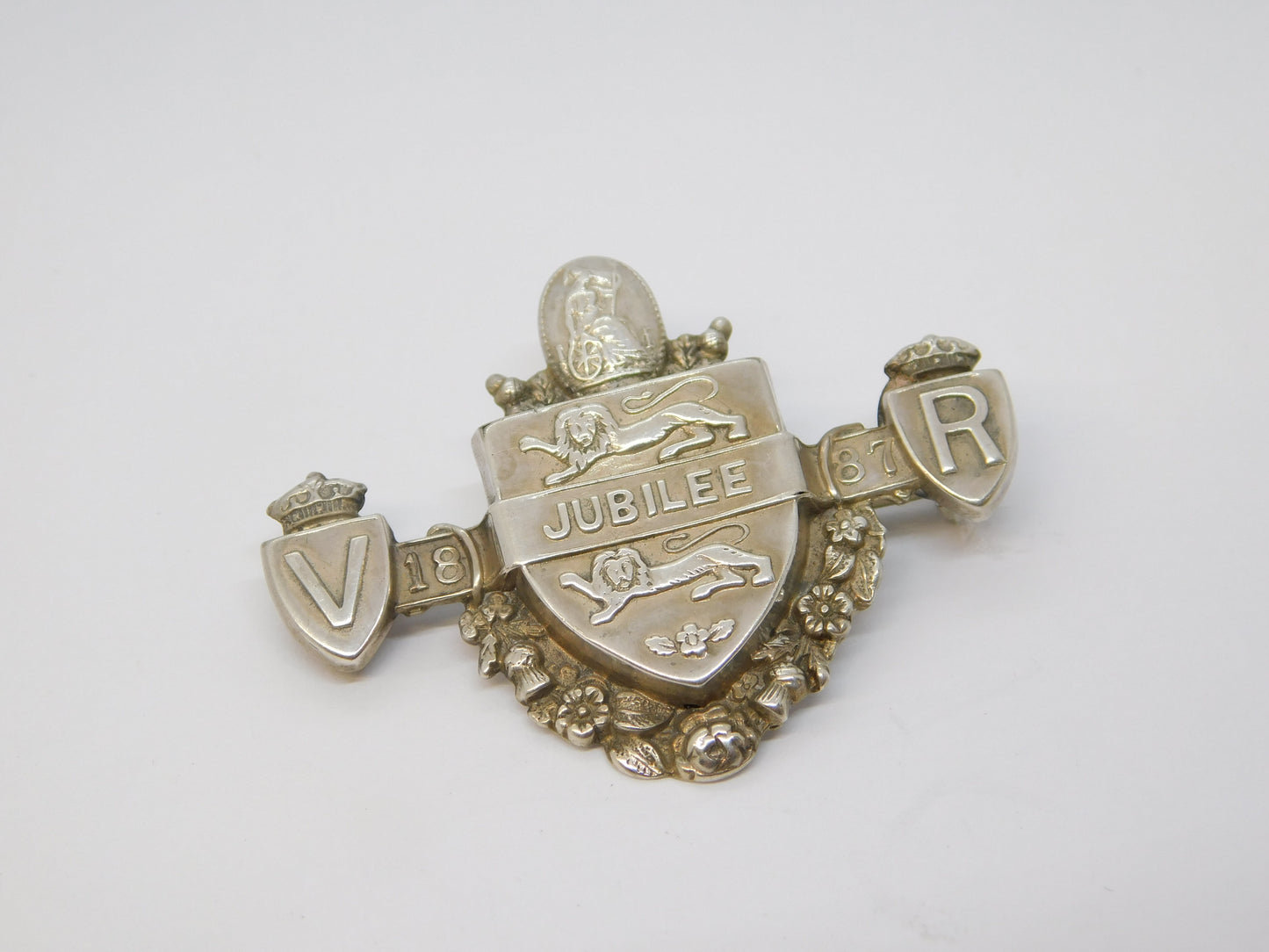 Victorian Sterling Silver Golden Jubilee Celebration Brooch Antique 1886 Bham