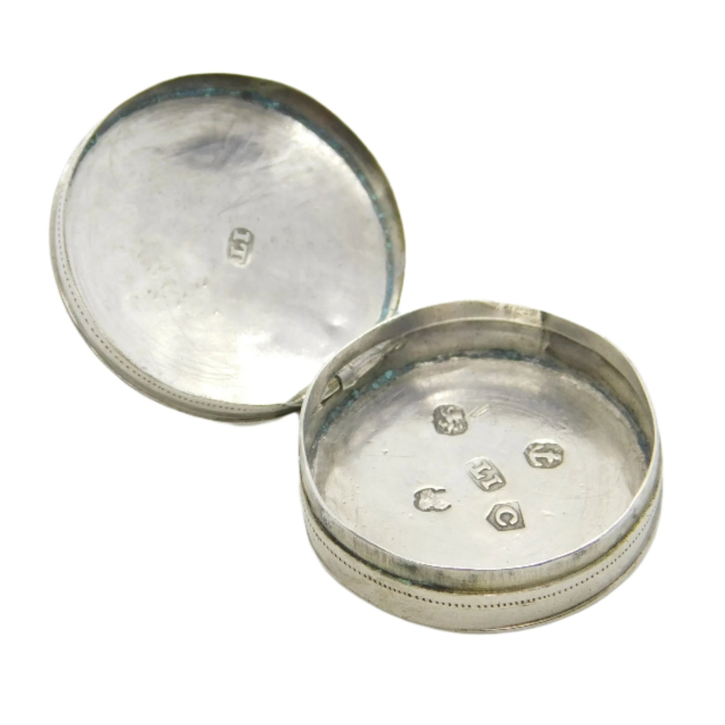 George III Sterling Silver Circular Patch Box Antique 1800 Birmingham