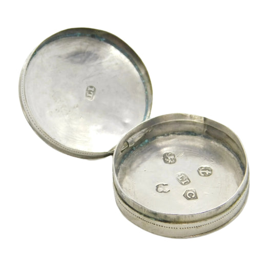 George III Sterling Silver Circular Patch Box Antique 1800 Birmingham