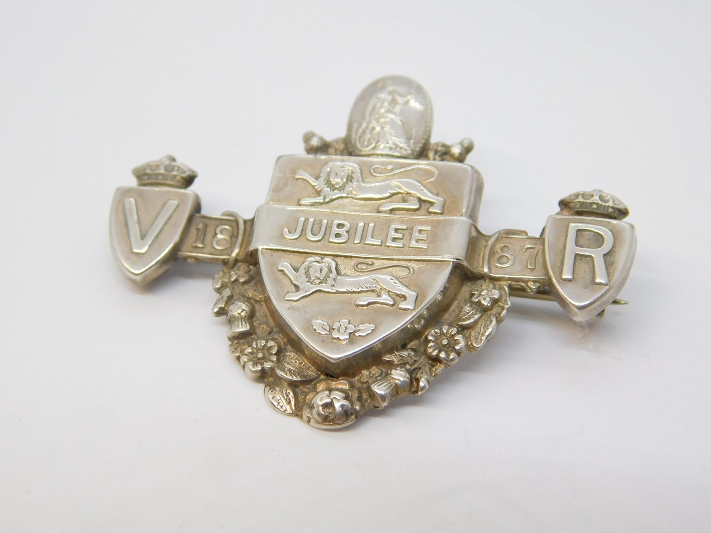 Victorian Sterling Silver Golden Jubilee Celebration Brooch Antique 1886 Bham