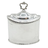 Edwardian Sterling Silver Oval Tea Caddy Antique c1910 Chester