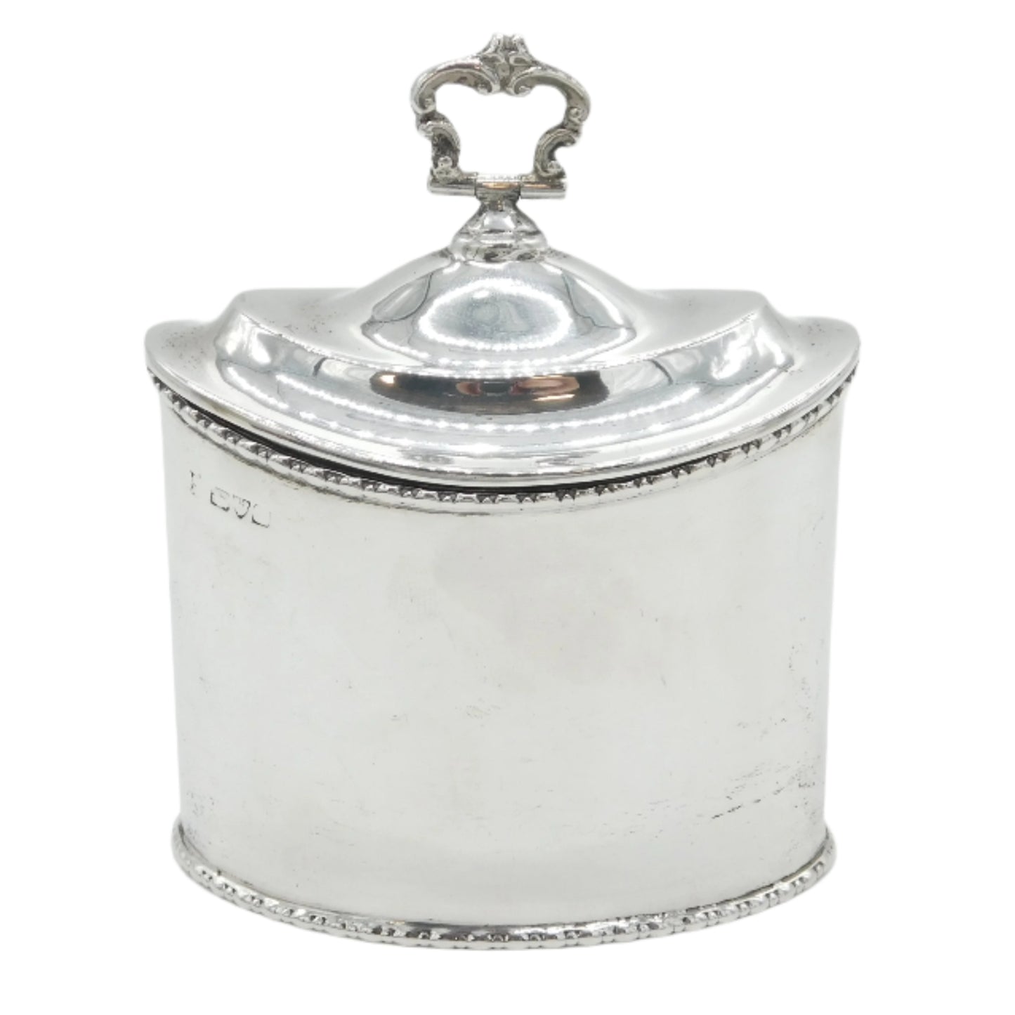 Edwardian Sterling Silver Oval Tea Caddy Antique c1910 Chester
